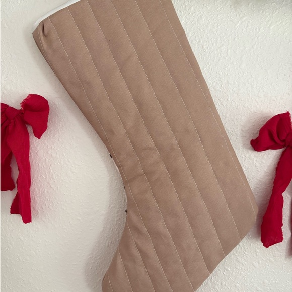 Brown and Cream Quilted Christmas Stocking - Picture 3 of 3